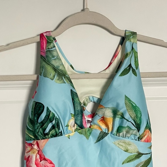 New! Leonisa Blue Floral Back Hardware Ring One Piece Swimsuit 35127 - Picture 4 of 11